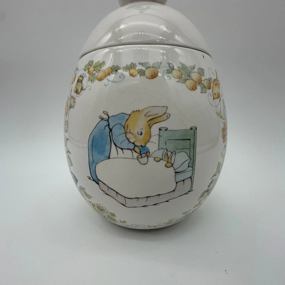 Beatrix Potter Peter Rabbit Egg Cookie Jar Teleflora 1996 Vintage Canister